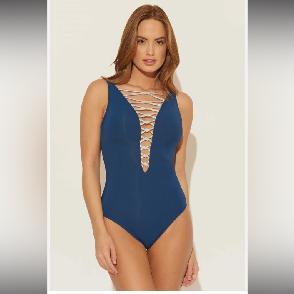 Bleu Rod Beattie Gray Laced One Piece